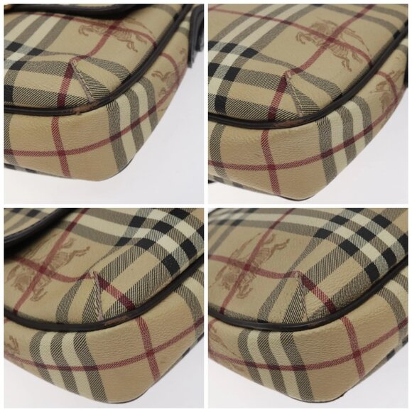 BURBERRY Nova Check Shoulder Bag PVC Beige Gold Auth - Picture 15 of 16